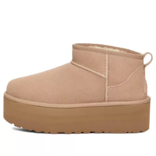 UGG Classic Ultra Mini Platform Boot Sand (Women's) magas szárú sneaker – termékfotó, oldalnézet