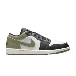 Jordan 1 Low Black Toe Medium Olive alacsony szárú sneaker – termékfotó, oldalnézet