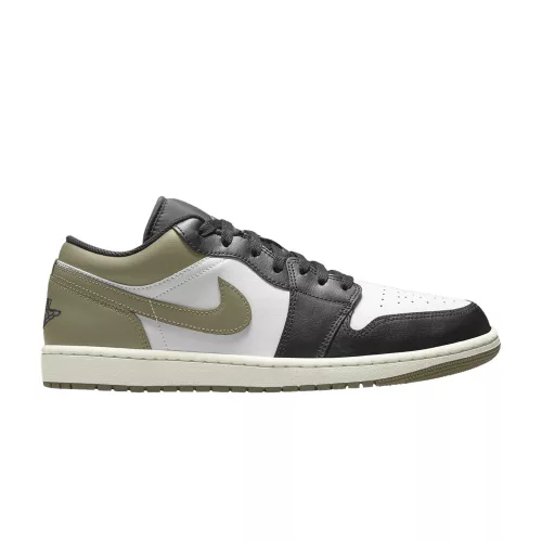 Jordan 1 Low Black Toe Medium Olive alacsony szárú sneaker – termékfotó, oldalnézet