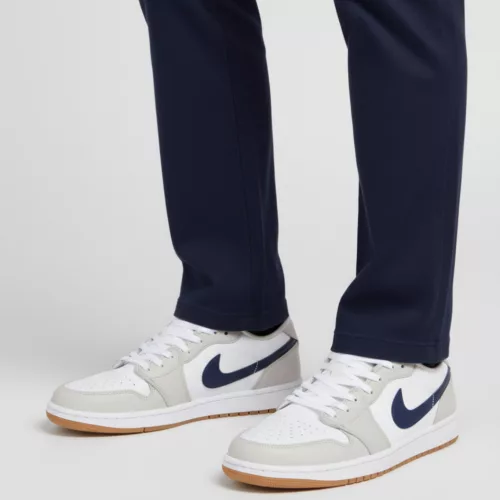 Jordan 1 Low Midnight Navy Neutral Grey férfi alacsony szárú utcai sneaker fehér szürke barna sötétkék