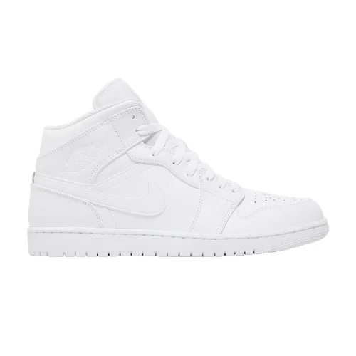 Jordan 1 Mid Triple White közepes szárú sneaker – termékfotó, oldalnézet