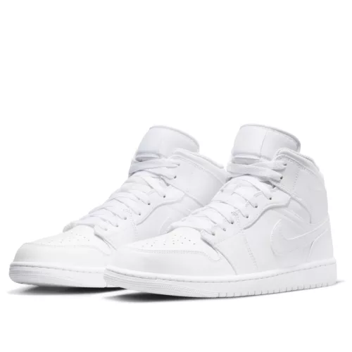 Jordan 1 Mid Triple White közepes szárú sneaker – termékfotó, oldalnézet