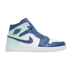Jordan 1 Mid Mystic Navy Mint Foam közepes szárú sneaker – termékfotó, oldalnézet