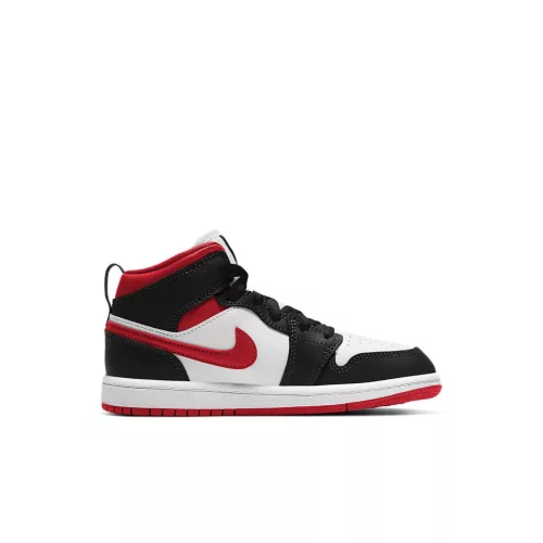 Jordan 1 Mid Gym Red Black White (PS) közepes szárú sneaker – termékfotó, oldalnézet
