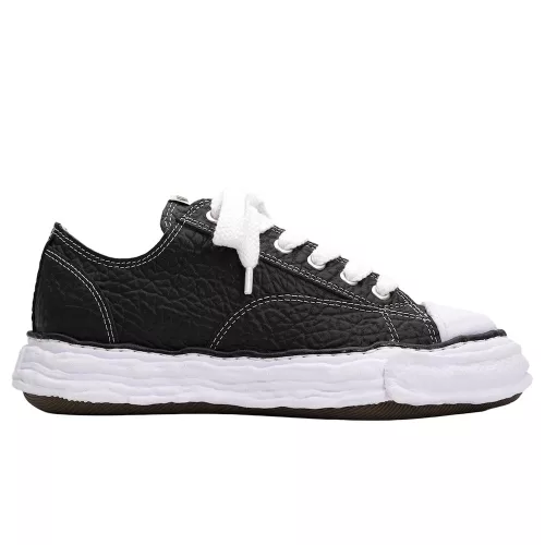 Maison Mihara Yasuhiro Peterson 23 OG Sole Monster Leather Low Black White férfi alacsony szárú utcai sneaker fekete fehér