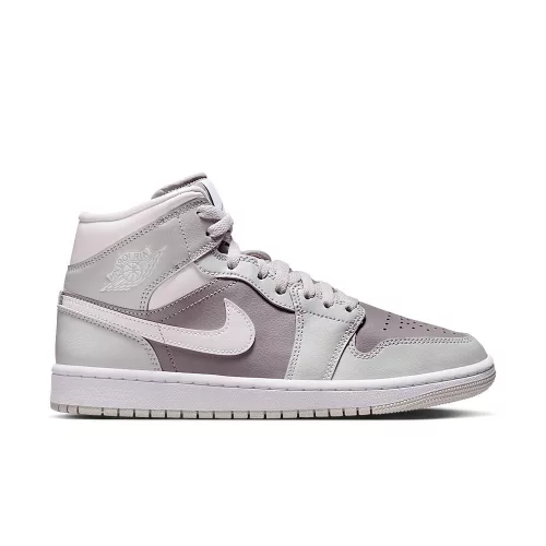 Jordan 1 Mid Photon Dust Atmosphere Grey (Women's) közepes szárú sneaker – termékfotó, oldalnézet