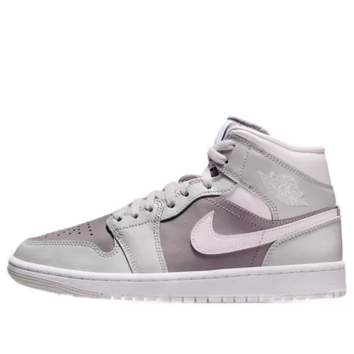 Jordan 1 Mid Photon Dust Atmosphere Grey (Women's) közepes szárú sneaker – termékfotó, oldalnézet