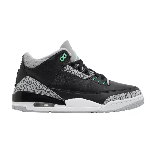 Jordan 3 Retro Green Glow alacsony szárú sneaker – termékfotó, oldalnézet