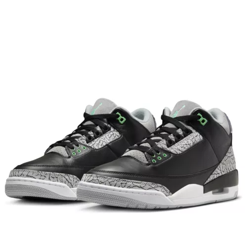 Jordan 3 Retro Green Glow alacsony szárú sneaker – termékfotó, oldalnézet