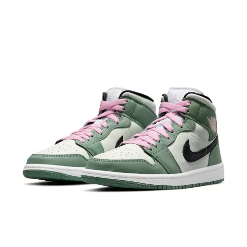 Jordan 1 Mid Dutch Green (Women's) közepes szárú sneaker – termékfotó, oldalnézet