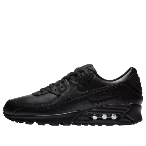 Nike Air Max 90 Leather Triple Black alacsony szárú sneaker – termékfotó, oldalnézet