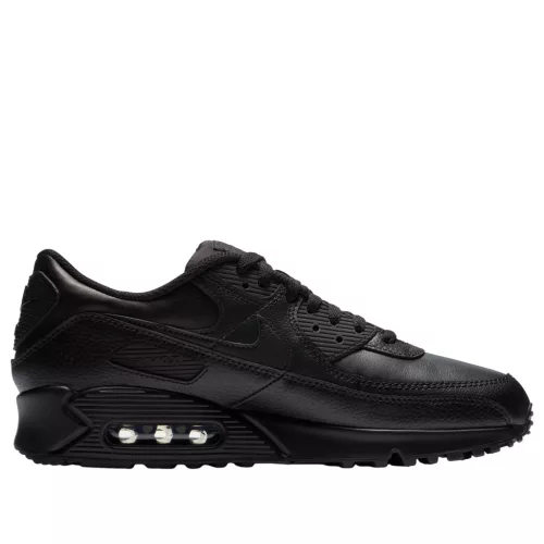 Nike Air Max 90 Leather Triple Black alacsony szárú sneaker – termékfotó, oldalnézet