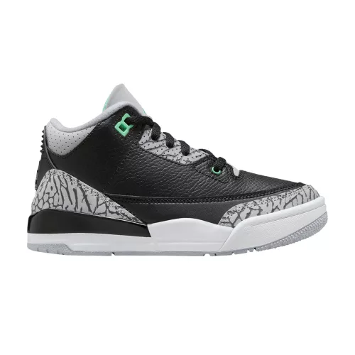Jordan 3 Retro Green Glow (PS) alacsony szárú sneaker – termékfotó, oldalnézet