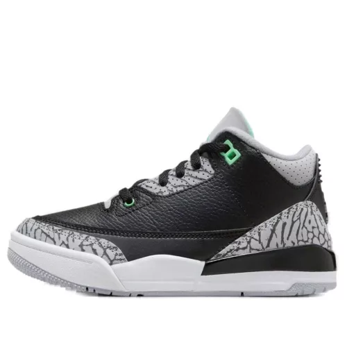 Jordan 3 Retro Green Glow (PS) alacsony szárú sneaker – termékfotó, oldalnézet