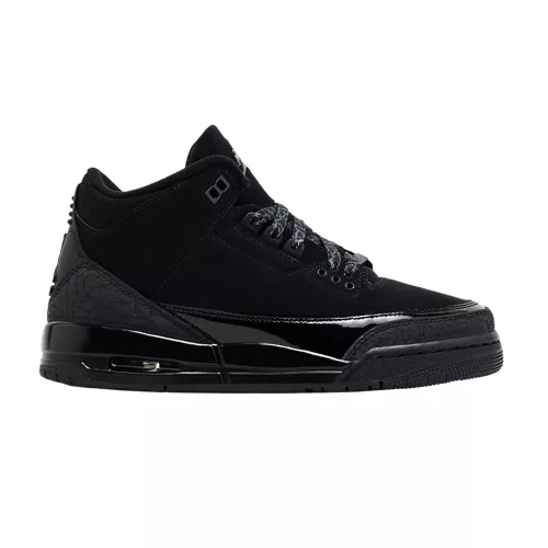 Jordan 3 Retro Black Cat (2025) (GS) alacsony szárú sneaker – termékfotó, oldalnézet