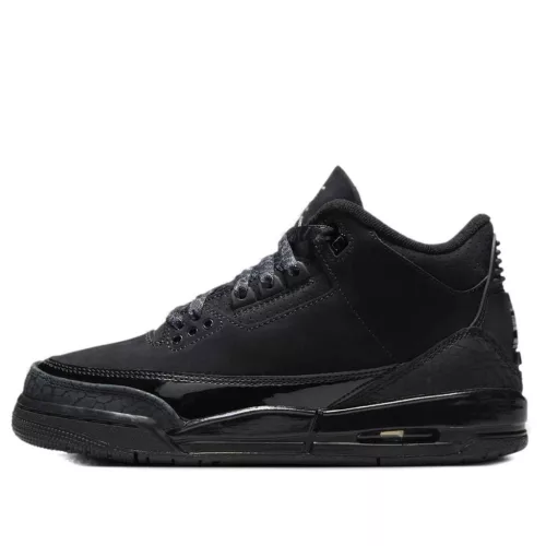 Jordan 3 Retro Black Cat (2025) (GS) alacsony szárú sneaker – termékfotó, oldalnézet