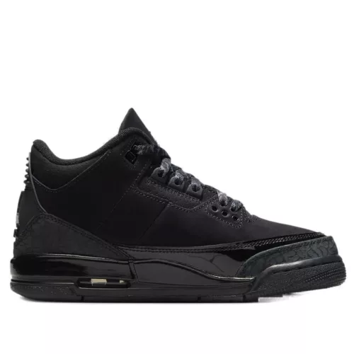 Jordan 3 Retro Black Cat (2025) (GS) alacsony szárú sneaker – termékfotó, oldalnézet