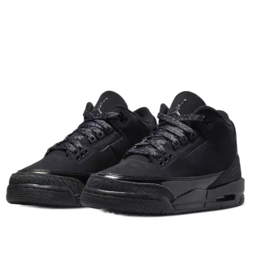 Jordan 3 Retro Black Cat (2025) (GS) alacsony szárú sneaker – termékfotó, oldalnézet