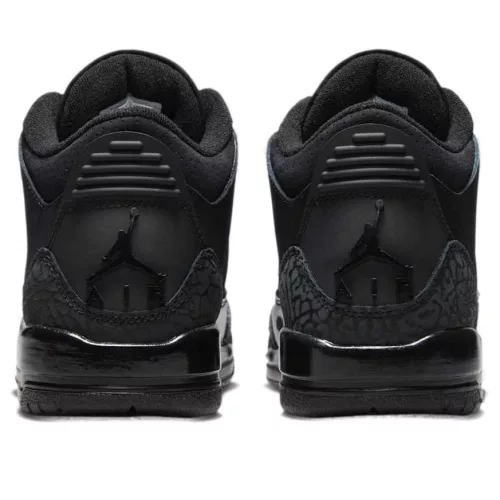 Jordan 3 Retro Black Cat (2025) (GS) alacsony szárú sneaker – termékfotó, oldalnézet