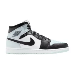 Jordan 1 Mid Black Aura Squadron Blue közepes szárú sneaker – termékfotó, oldalnézet