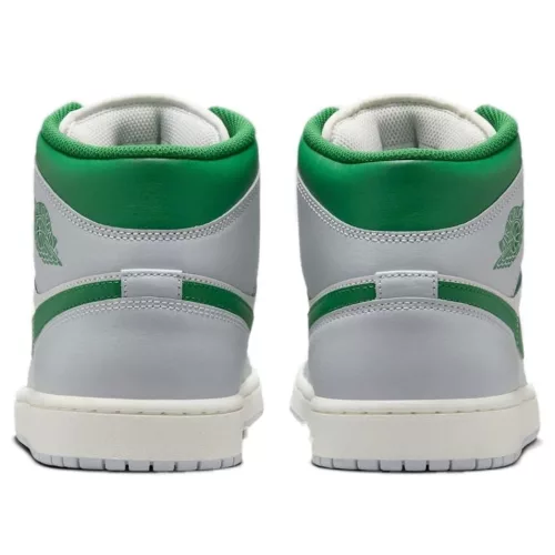 Jordan 1 Mid White Pure Platinum Pine Green közepes szárú sneaker – termékfotó, oldalnézet