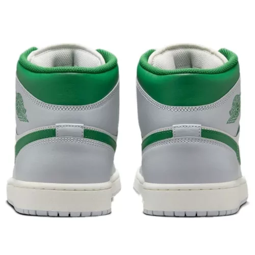 Jordan 1 Mid White Pure Platinum Pine Green közepes szárú sneaker – termékfotó, oldalnézet