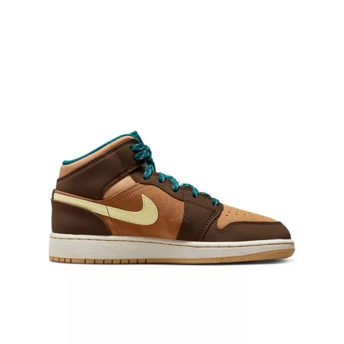Jordan 1 Mid Cacao Wow (GS) közepes szárú sneaker – termékfotó, oldalnézet