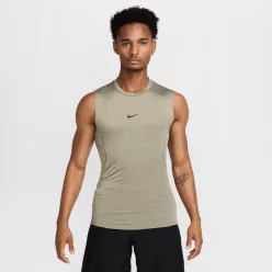 Nike Pro Men's Dri-FIT Tight Sleeveless Fitness Top Light Army/Black – termékfotó, oldalnézet