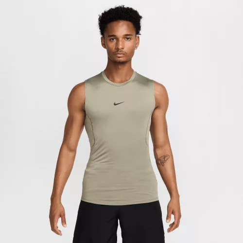 Nike Pro Men's Dri-FIT Tight Sleeveless Fitness Top Light Army/Black – termékfotó, oldalnézet
