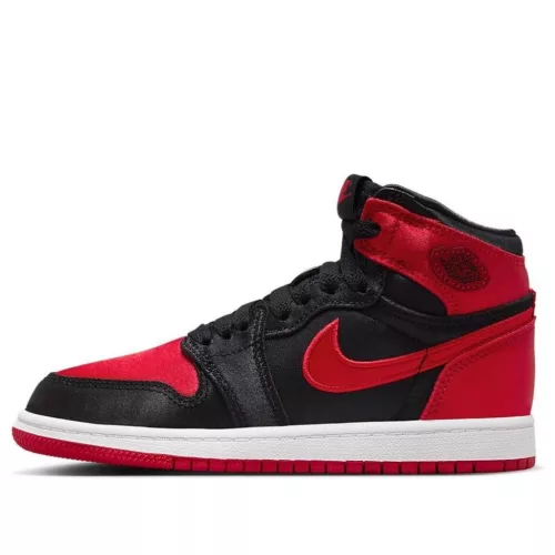 Jordan 1 Retro High OG Satin Bred (PS) magas szárú sneaker – termékfotó, oldalnézet
