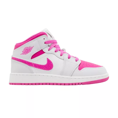 Jordan 1 Mid Fire Pink (GS) közepes szárú sneaker – termékfotó, oldalnézet