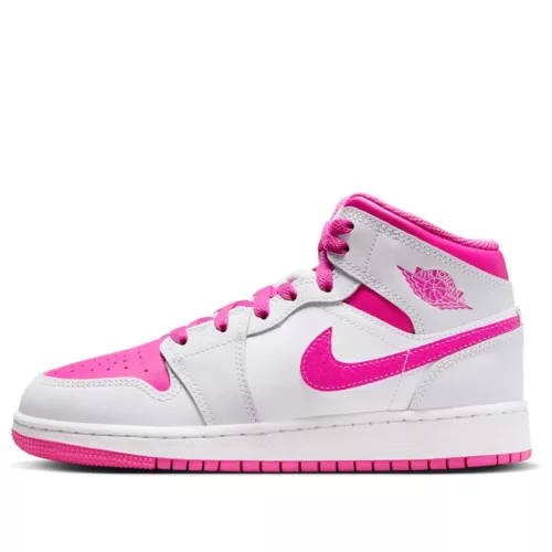 Jordan 1 Mid Fire Pink (GS) közepes szárú sneaker – termékfotó, oldalnézet