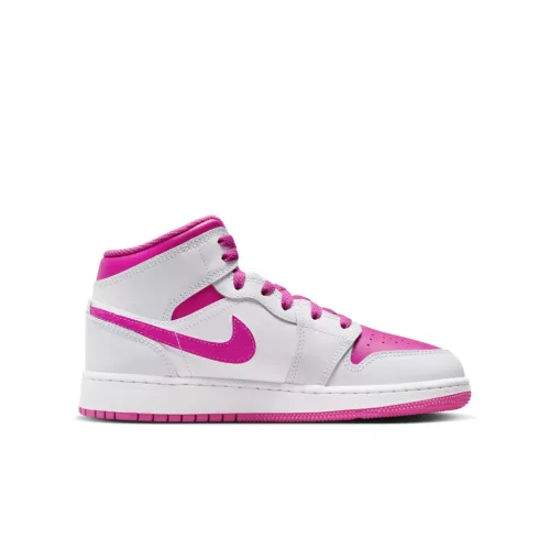 Jordan 1 Mid Fire Pink (GS) közepes szárú sneaker – termékfotó, oldalnézet