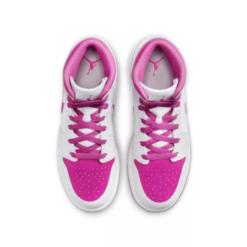 Jordan 1 Mid Fire Pink (GS) közepes szárú sneaker – termékfotó, oldalnézet