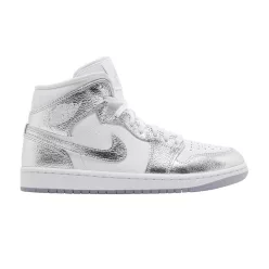Jordan 1 Mid SE Metallic Silver (Women's) közepes szárú sneaker – termékfotó, oldalnézet