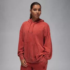 Jordan Flight Fleece Women's Satin-Lined Washed Hoodie Dune Red – termékfotó, oldalnézet