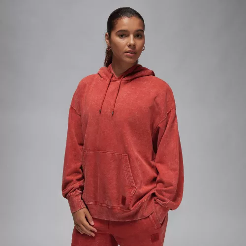 Jordan Flight Fleece Women's Satin-Lined Washed Hoodie Dune Red – termékfotó, oldalnézet