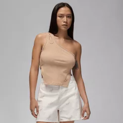 Jordan Women's Asymmetrical Ribbed Tank Legend Medium Brown – termékfotó, oldalnézet