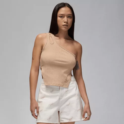 Jordan Women's Asymmetrical Ribbed Tank Legend Medium Brown – termékfotó, oldalnézet