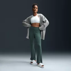Nike Sportswear Chill Knit Women's Tight Mini-Rib Flared Leggings Vintage Green/Sail – termékfotó, oldalnézet