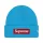 Supreme New Era Box Logo Beanie 'Cyan' – termékfotó, oldalnézet