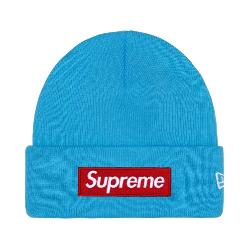 Supreme New Era Box Logo Beanie 'Cyan' – termékfotó, oldalnézet
