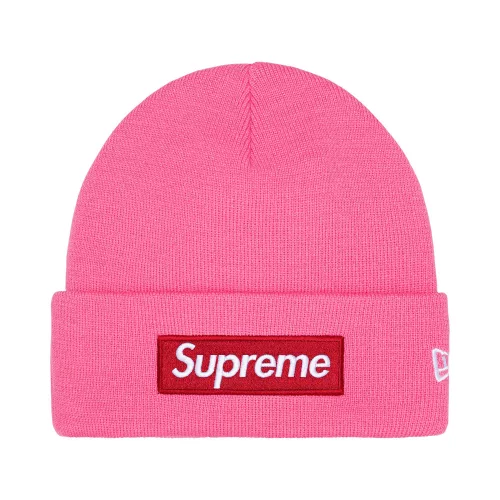 Supreme New Era Box Logo Beanie 'Magenta' – termékfotó, oldalnézet