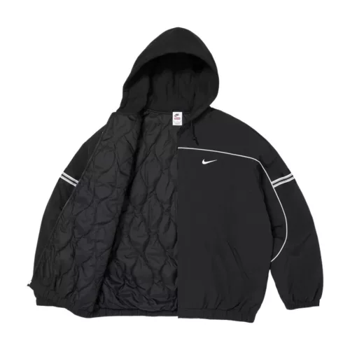 Supreme x Nike Nylon Hooded Jacket 'Black' uniszex kabát fekete