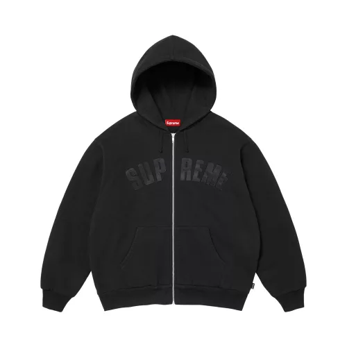 Supreme Arc Thermal Lined Zip Up Hooded Sweatshirt 'Black' uniszex pulóver fekete