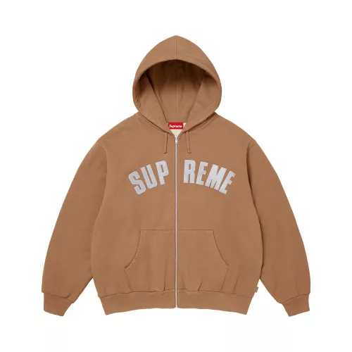 Supreme Arc Thermal Lined Zip Up Hooded Sweatshirt 'Light Brown' uniszex pulóver világosbarna