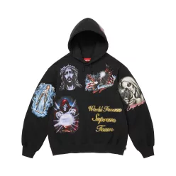   Supreme Stickers Hooded Sweatshirt Black uniszex pulóver fekete