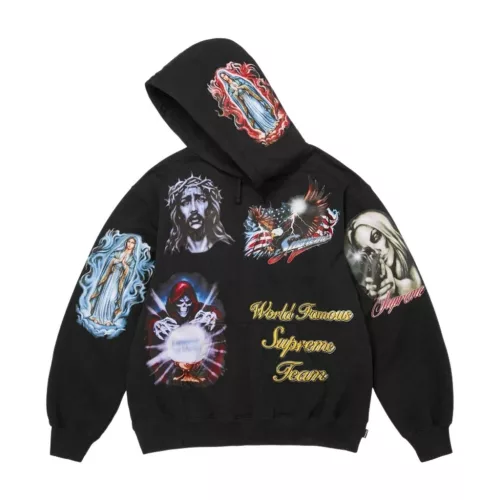 Supreme Stickers Hooded Sweatshirt Black uniszex pulóver fekete