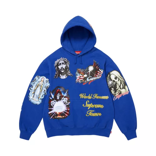 Supreme Stickers Hooded Sweatshirt Royal uniszex pulóver királykék