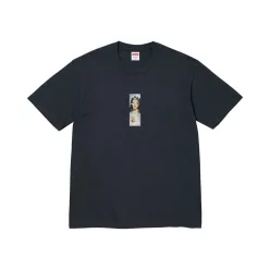 Supreme Prayer Card Box Logo Tee 'Navy' – termékfotó, oldalnézet